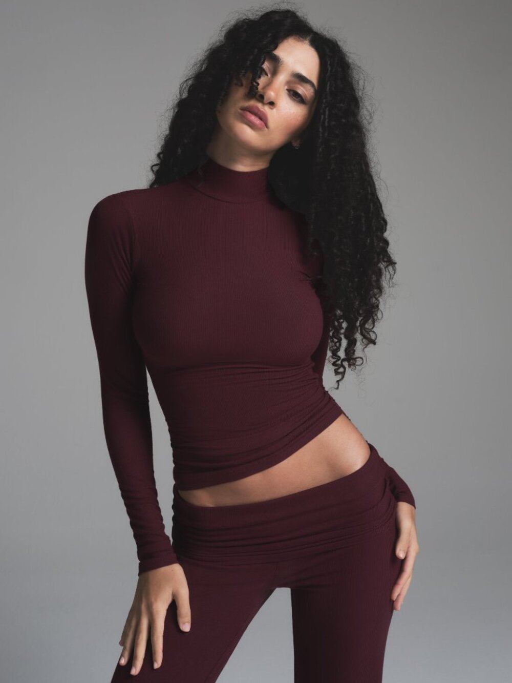 NWOT SKIMS SOFT LOUNGE MOCK NECK LONG SLEEVE TOP | BORDEAUX × 1 BORDEAUX / XS - Picture 8 of 8